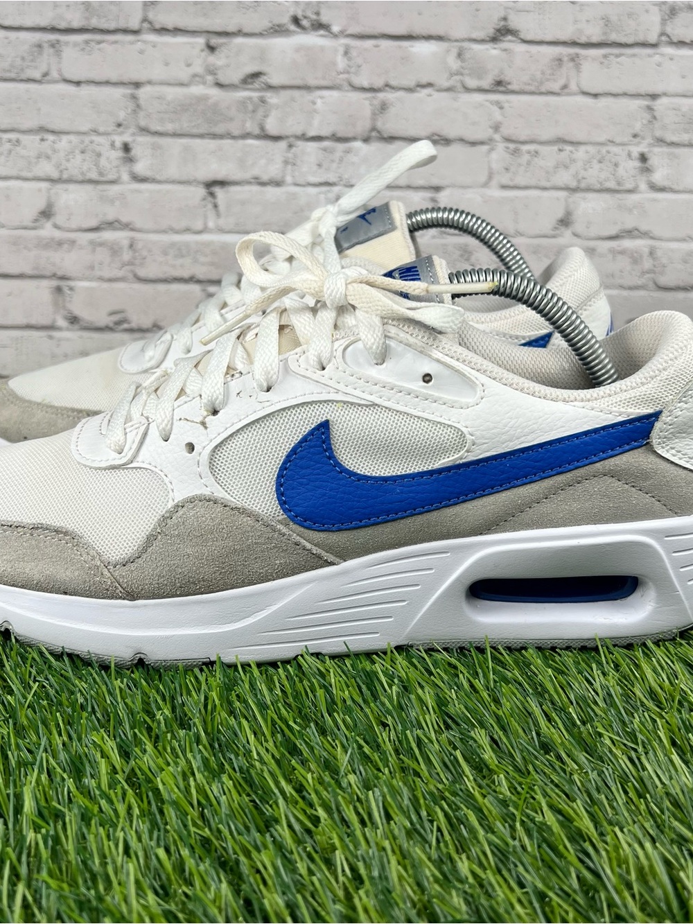 Size 9 Nike Air Max SC White Gray Blue Mens Athletic Sneakers CW4555-101